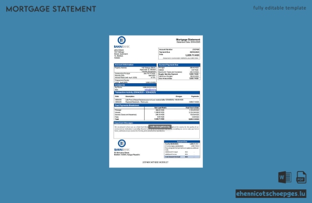 Beispiel eines Hypothekenauszugs der Kirgisischen Bakai Bank (Word- und PDF-Datei)